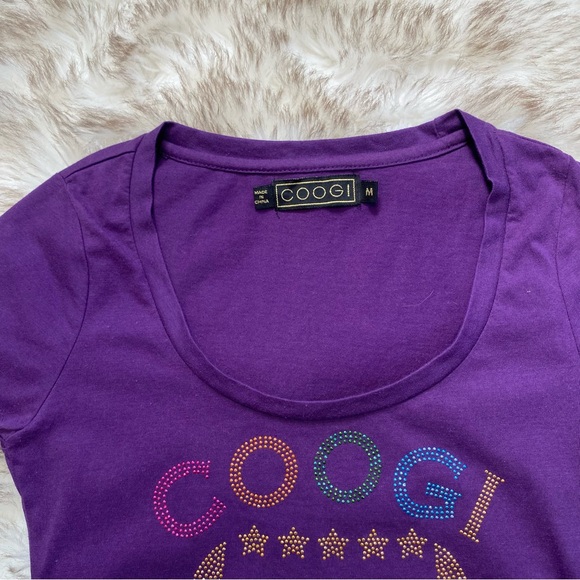 Y2K Coogi Rhinestone Fitted Purple Tee Tshirt Colorful Mcbling - Picture 4 of 7